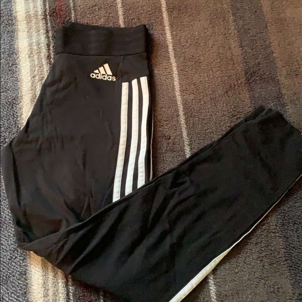 Black Adidas Leggings with White Stripes